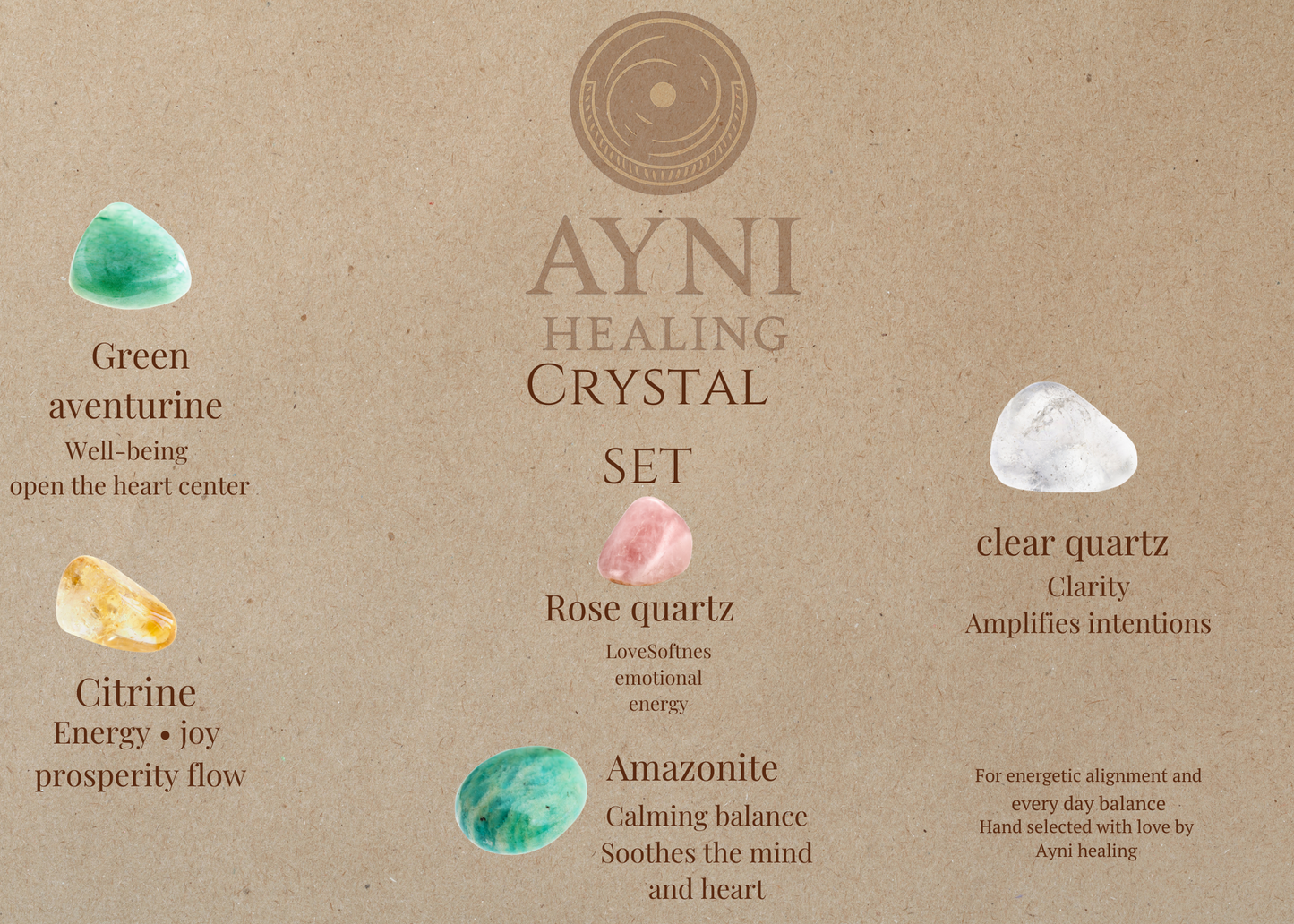 6-Piece Crystal Healing Set—Cleansing, Love & Protection