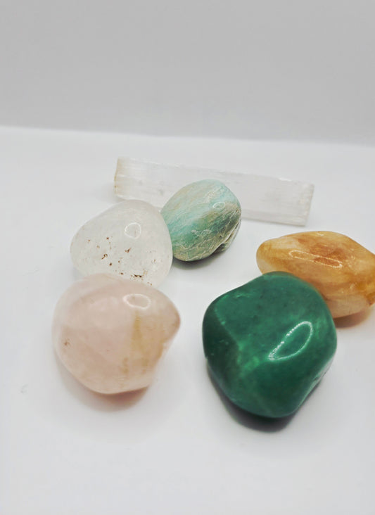6-Piece Crystal Healing Set—Cleansing, Love & Protection