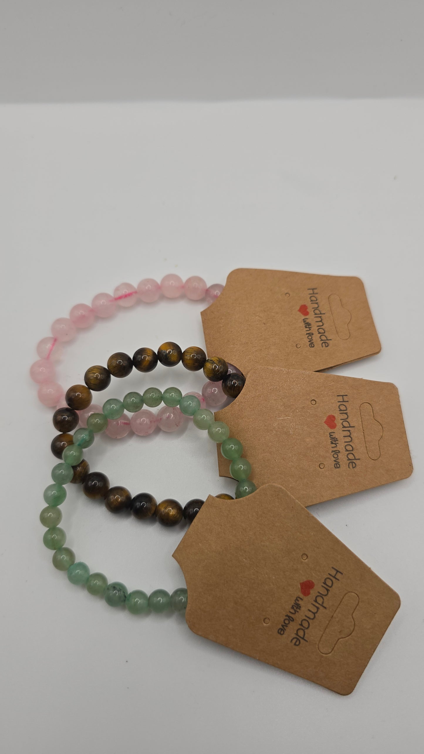 Triple Harmony Bracelet Set | Rose Quartz • Tigers Eye • Green Aventurine