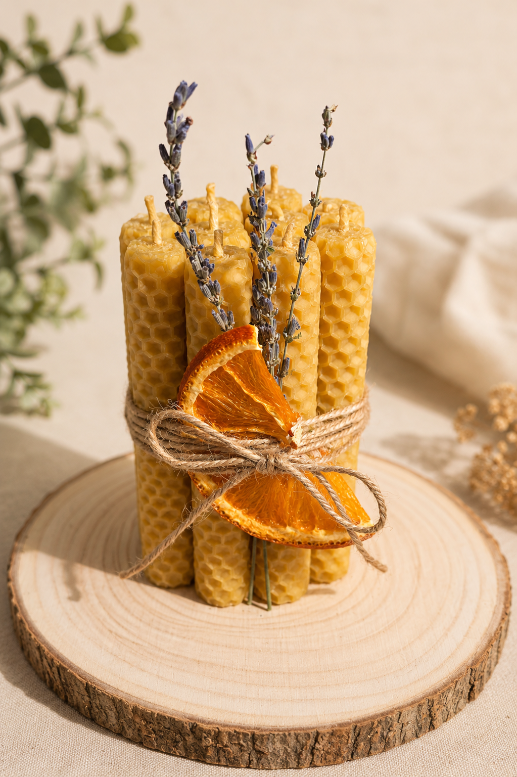 Large Beeswax Candles (10 Pack) | Natural Honey Ritual Candles for Meditation & Intention Setting