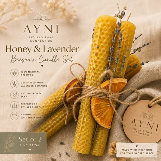 Honey & Lavender Beeswax Candle Set (Set of 2)