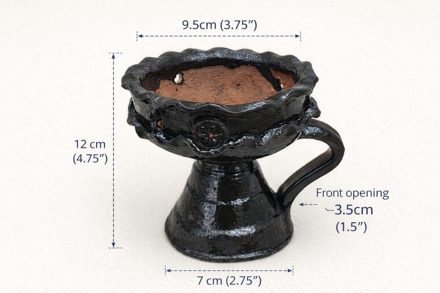 Handmade Black Clay Incense & Copal Burner – Mexican Artisan Ceramic – AYNI Ritual Burner