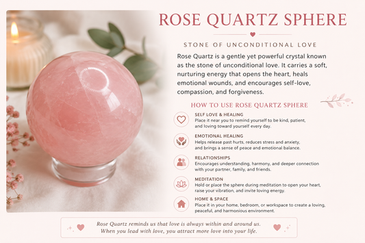 Rose Quartz Sphere lNatural Crystal for Love & Emotional Healing