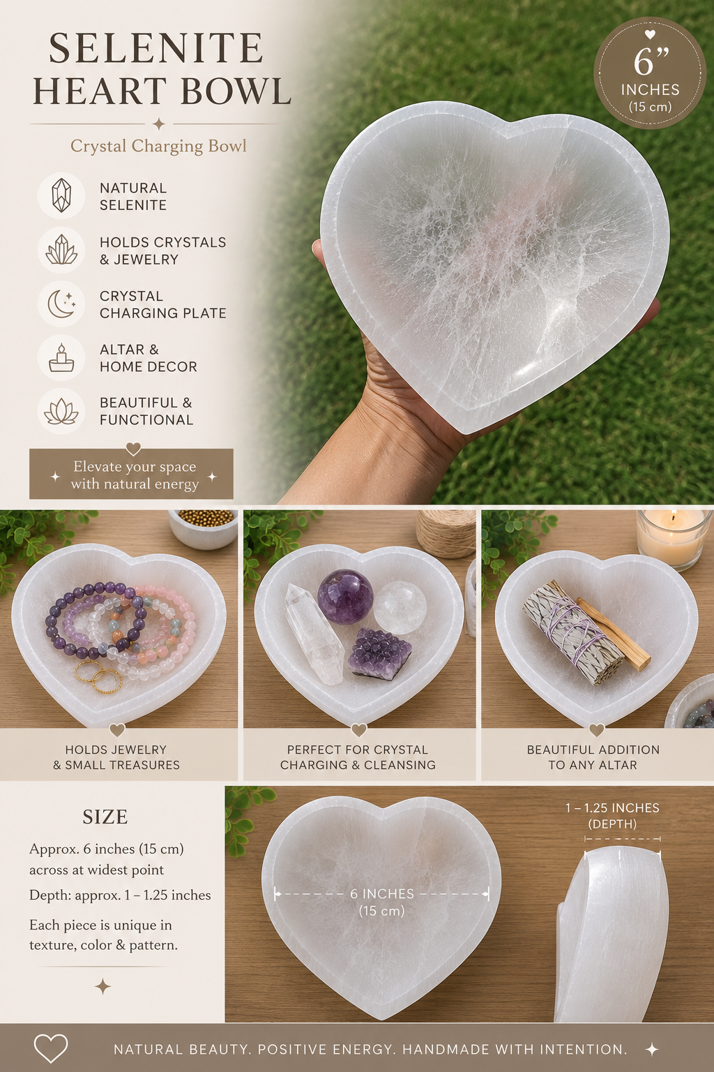 🤍 Heart-Shaped Selenite Bowl